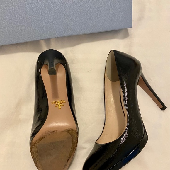 Prada Platform Shoes - Black Textured Leather - Size US 5/UK35 - Picture 10 of 10